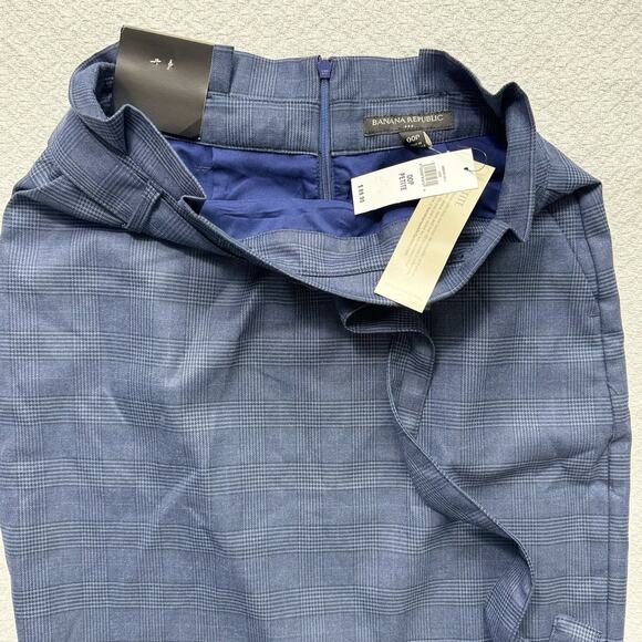 NWT Banana Republic Skirt Women Sz OOP Blue Plaid Belted Pencil Skirt Office - Picture 6 of 7